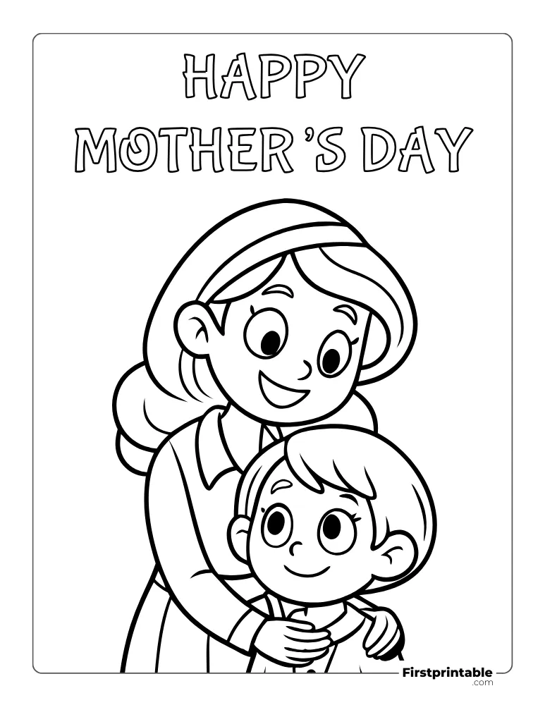 "Happy Mother's Day" Coloring Page for Kids