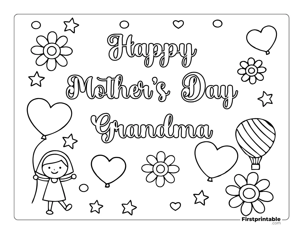 Happy Mother's Day Grandma Coloring Page