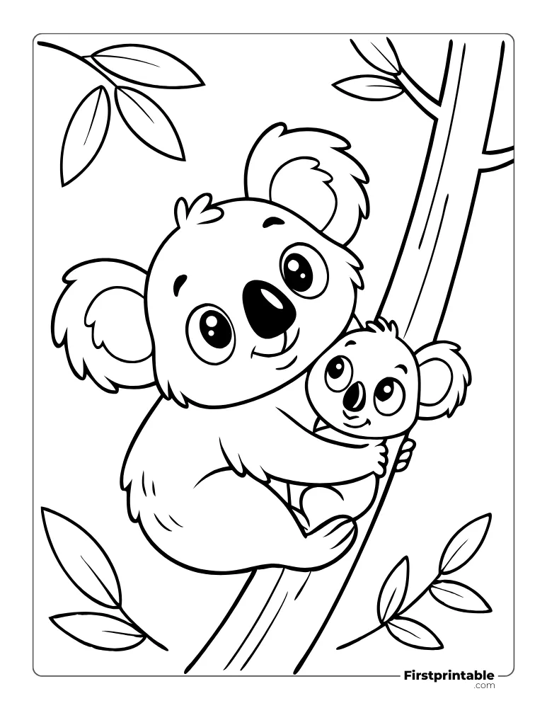 Koala and Joey Coloring Sheet
