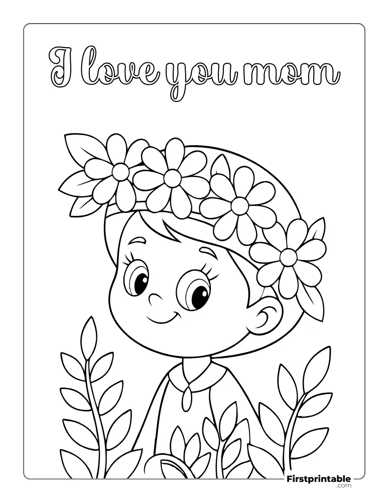 "I Love you Mom" Coloring Page for Kids