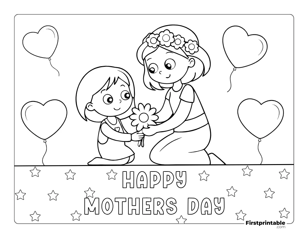 Little Girl Presenting the Flower Coloring Sheet