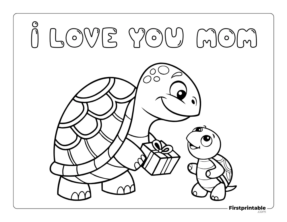 Baby Presented a Gift to Mother Turtle Coloring Page