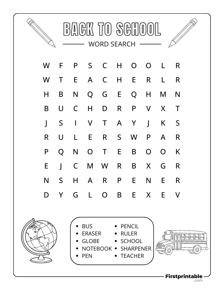 Back to School Word Search - Easy 01