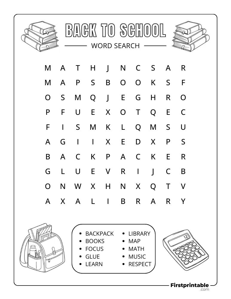 Back to School Word Search - Easy 02