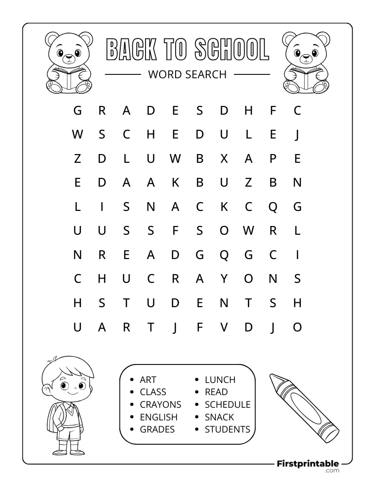 Back to School Word Search - Easy 03