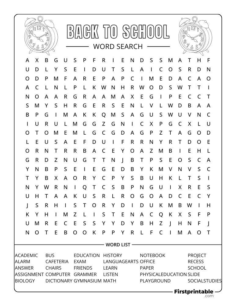 Back to School Word Search - Hard 02
