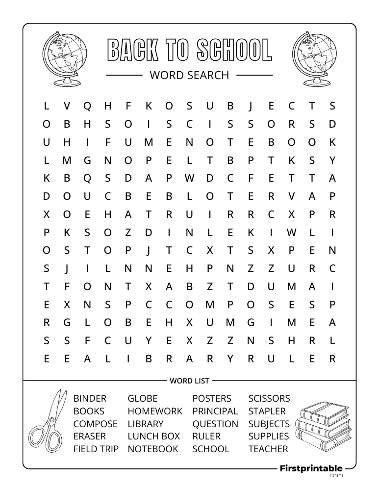 Back to School Word Search - Medium 03