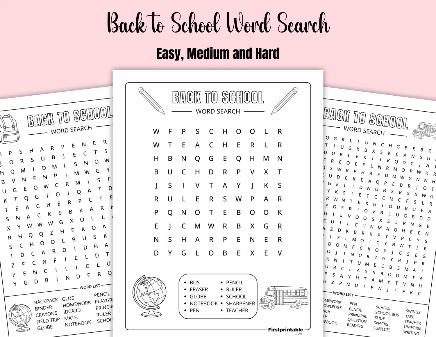Printable Back to School Word Search