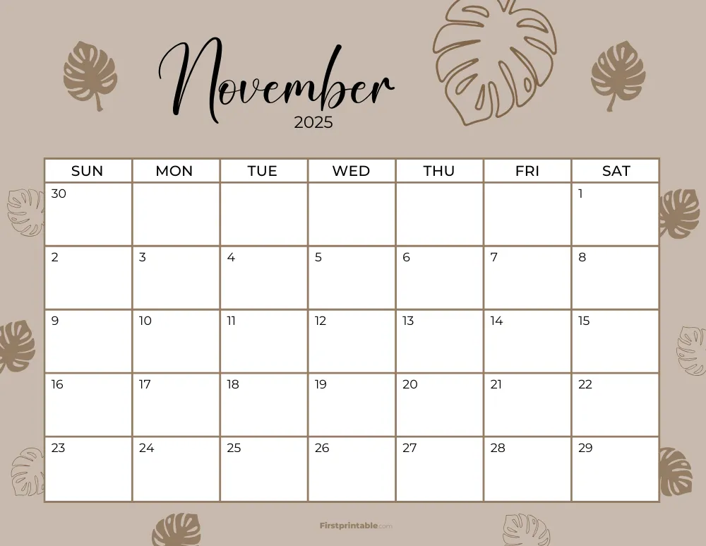 Printable November Calendar 2025 Template 19