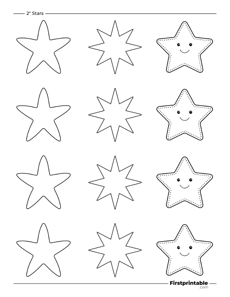 Random Star Template - 2 inch Outline