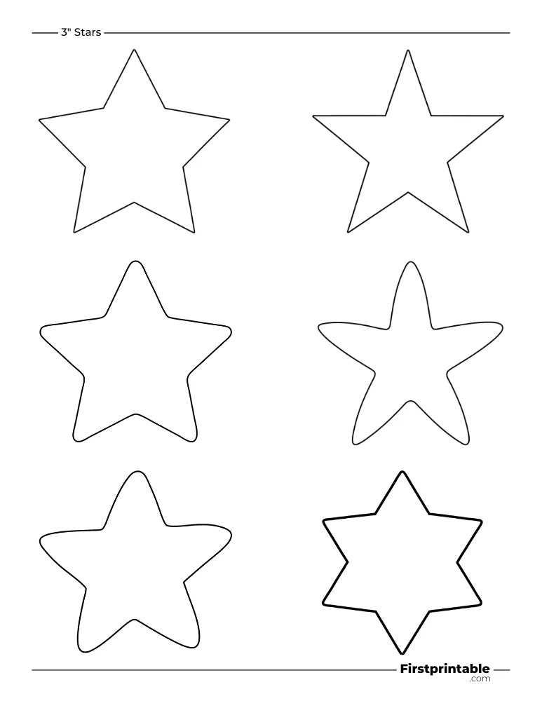 Random Star Template - 3 inch Outline