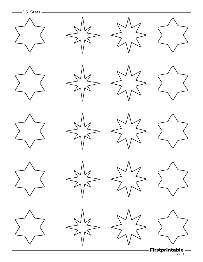 Random Stars Template - 1.5 inch Outline