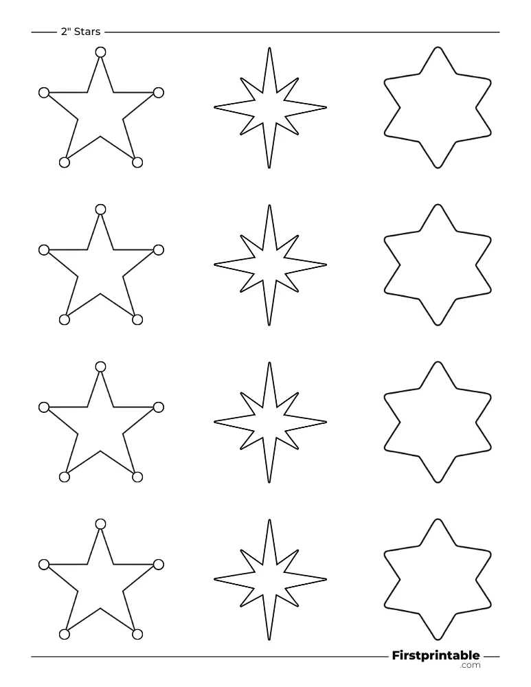 Random Stars Template - 2 inch Outline