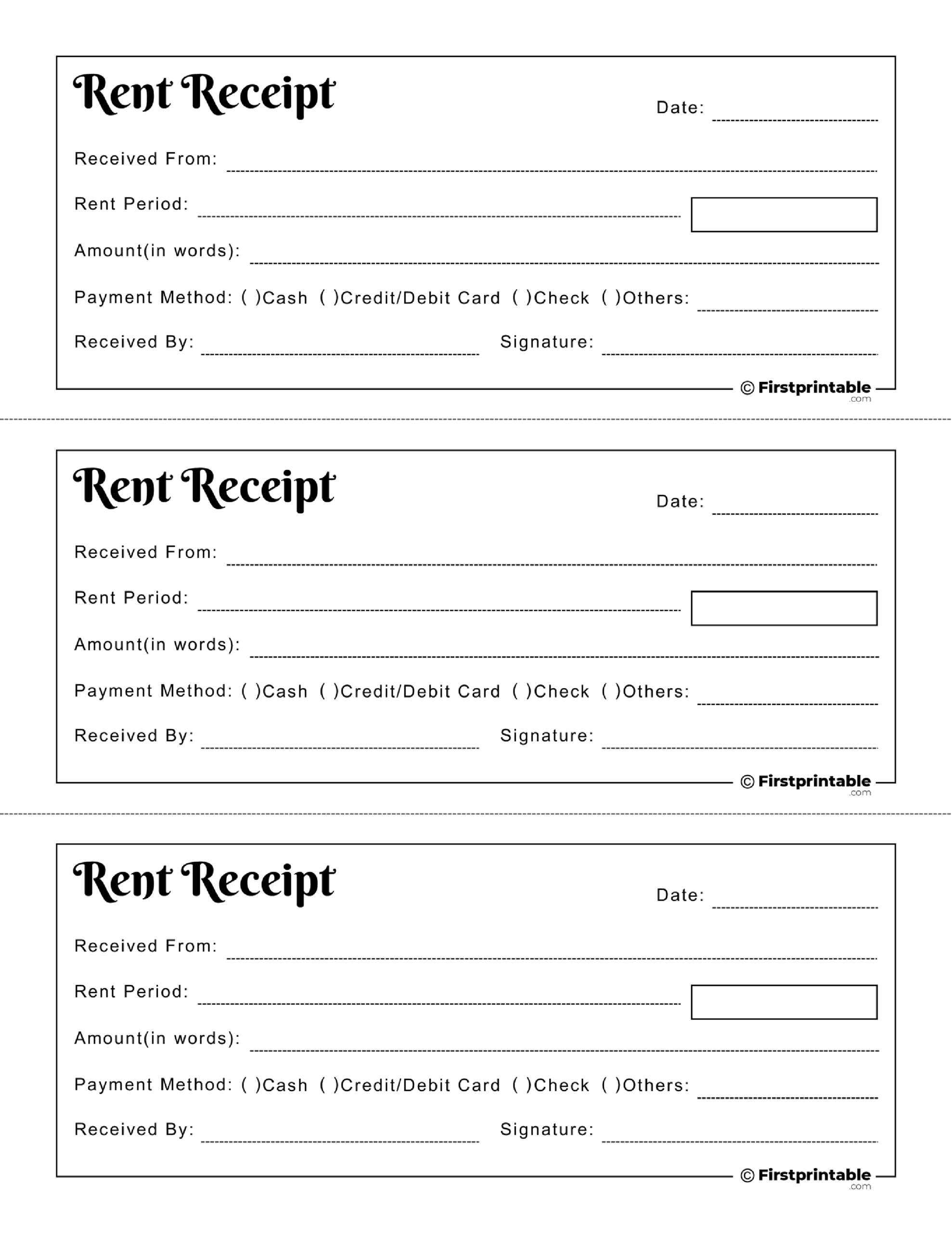 Rent Receipt Template 01 Word Docs