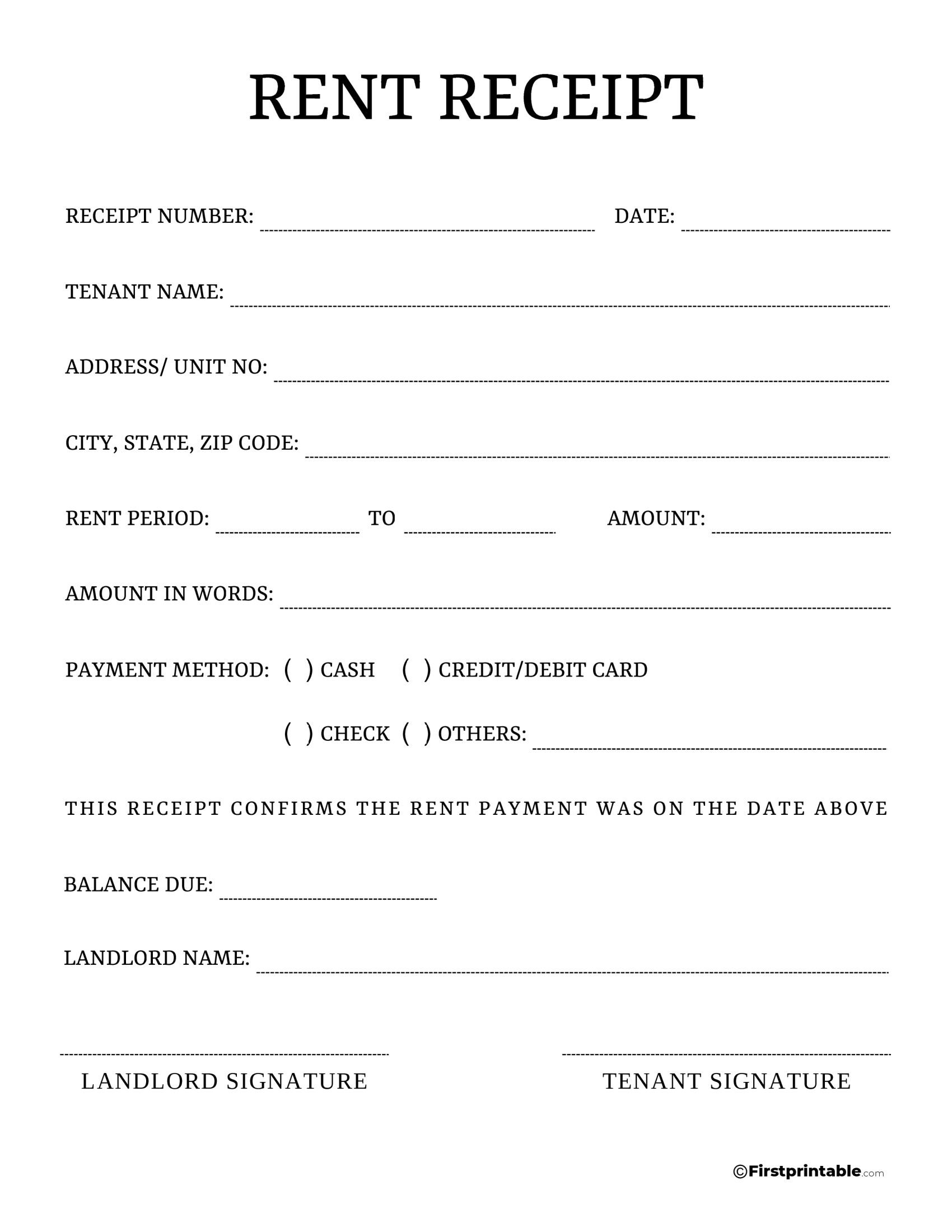 Rent Receipt Template 03 Word Docs