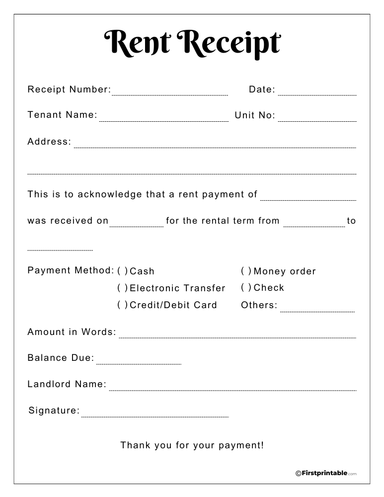 Rent Receipt Template 08