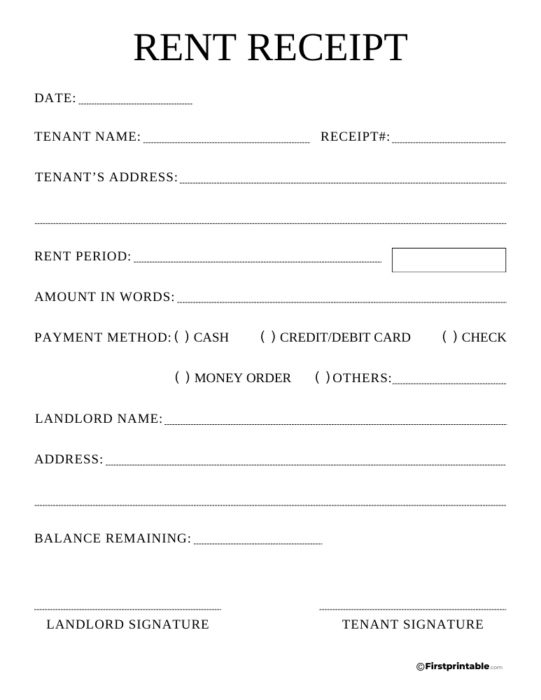 Rent Receipt Template 09