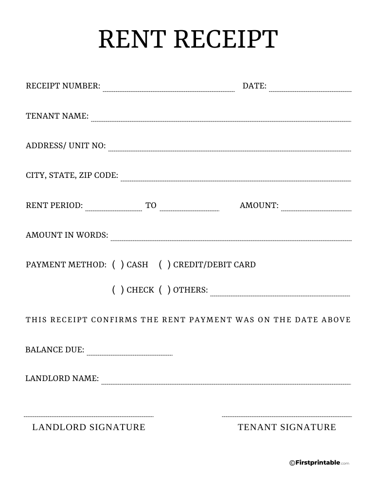 Rent Receipt Template 10