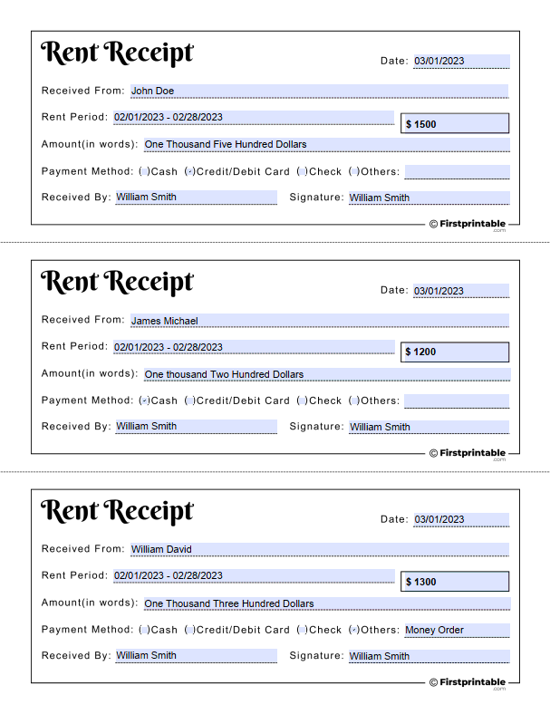 Rent Receipt Template Sample Rent Receipt Template Sample