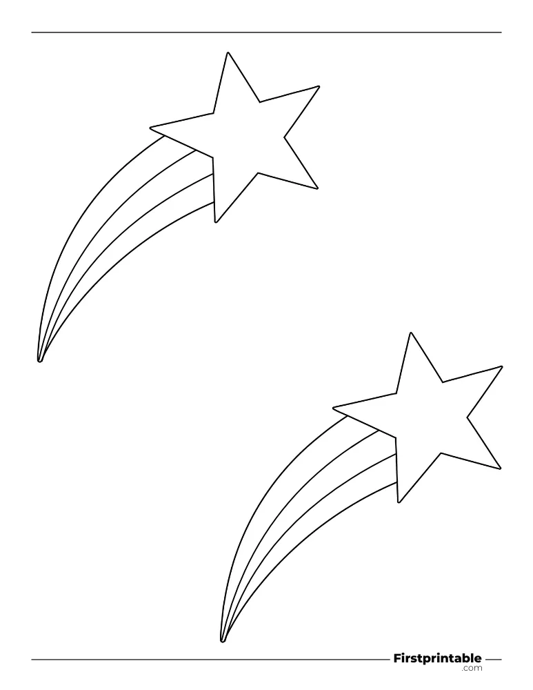 Shooting Star Template - Medium Outline