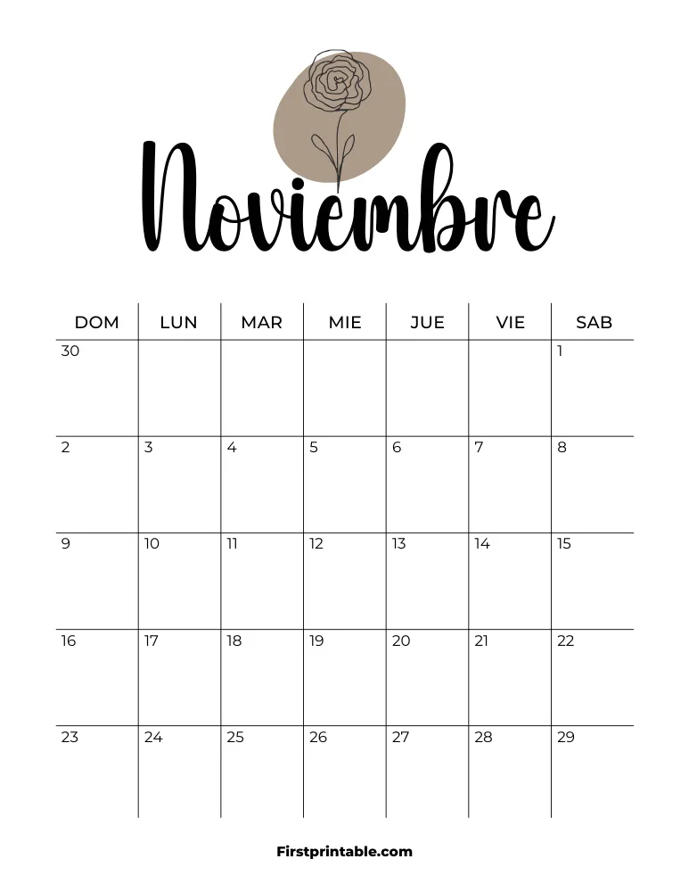 Spanish Printable November Calendar 2025 Template 37