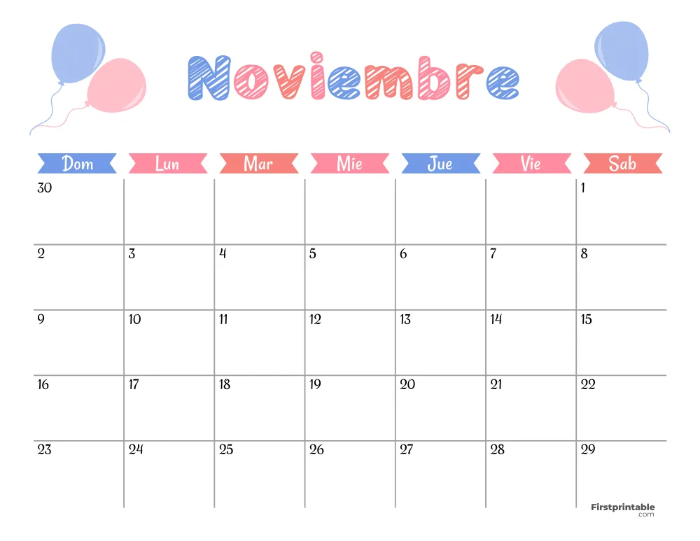 Spanish Printable November Calendar 2025 Template 48