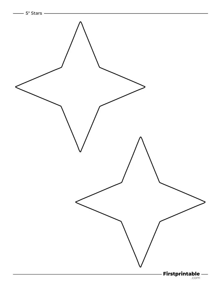 4 pointed - Sparkle Star Template - 5 inch Outline