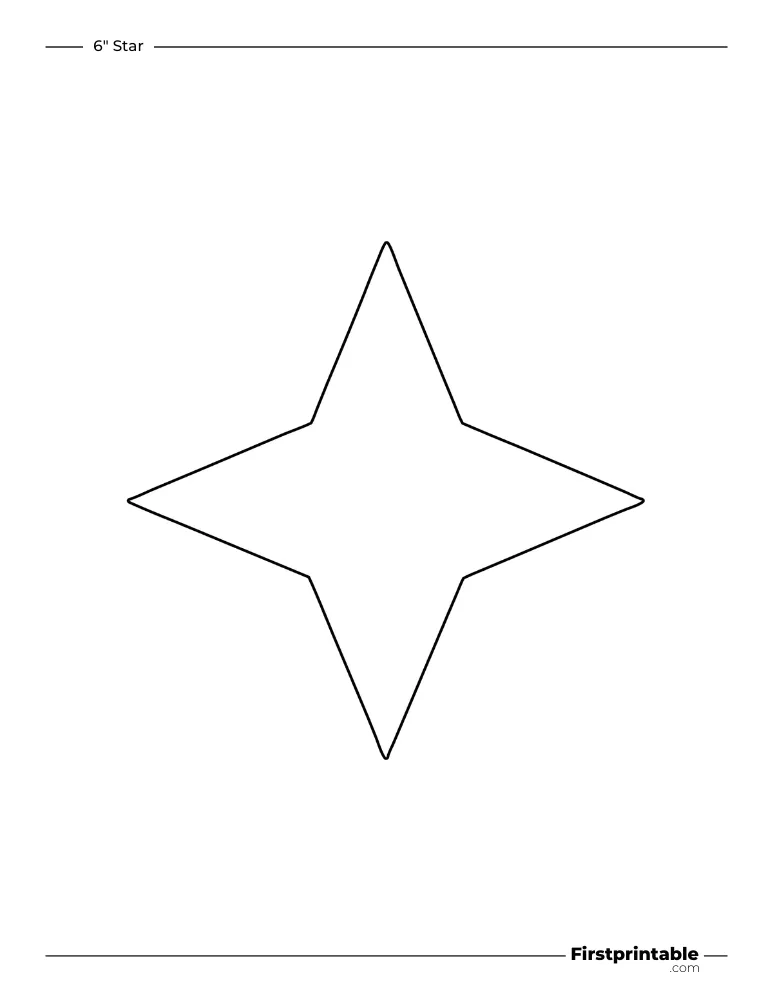 4 pointed - Sparkle Star Template - 6 inch Outline
