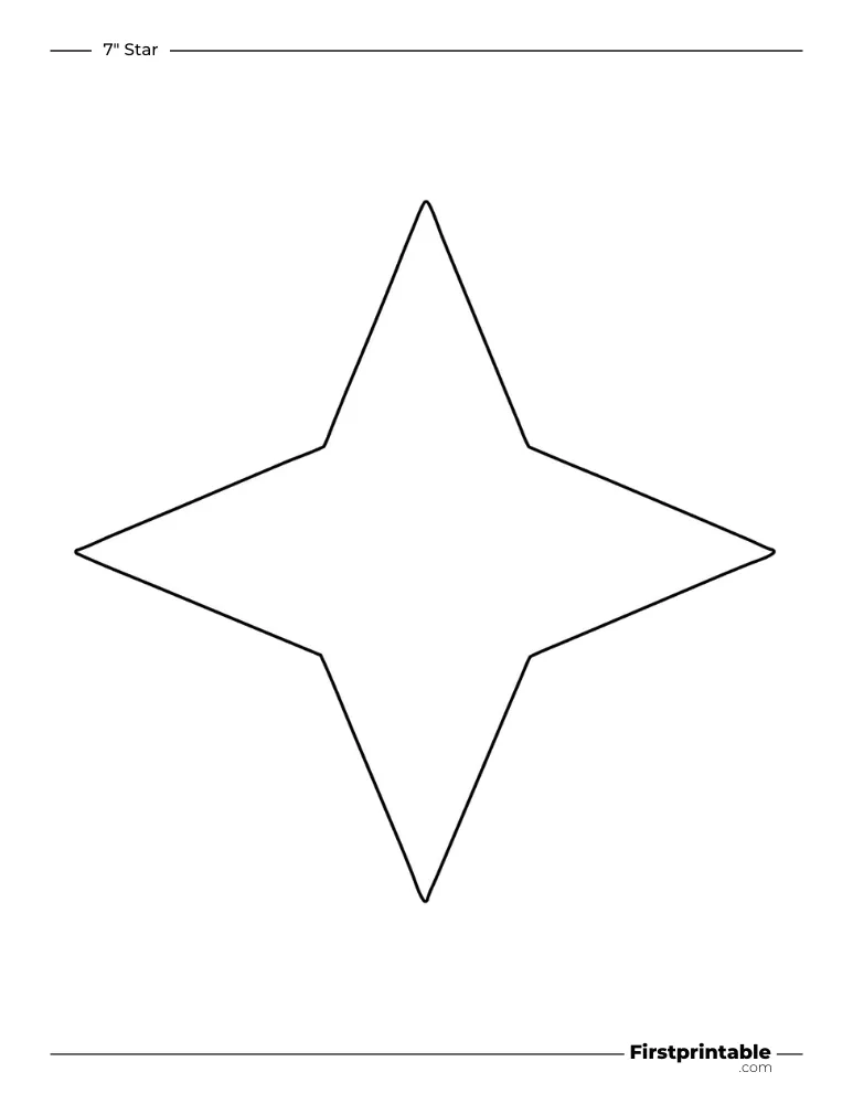 4 pointed - Sparkle Star Template - 7 inch Outline