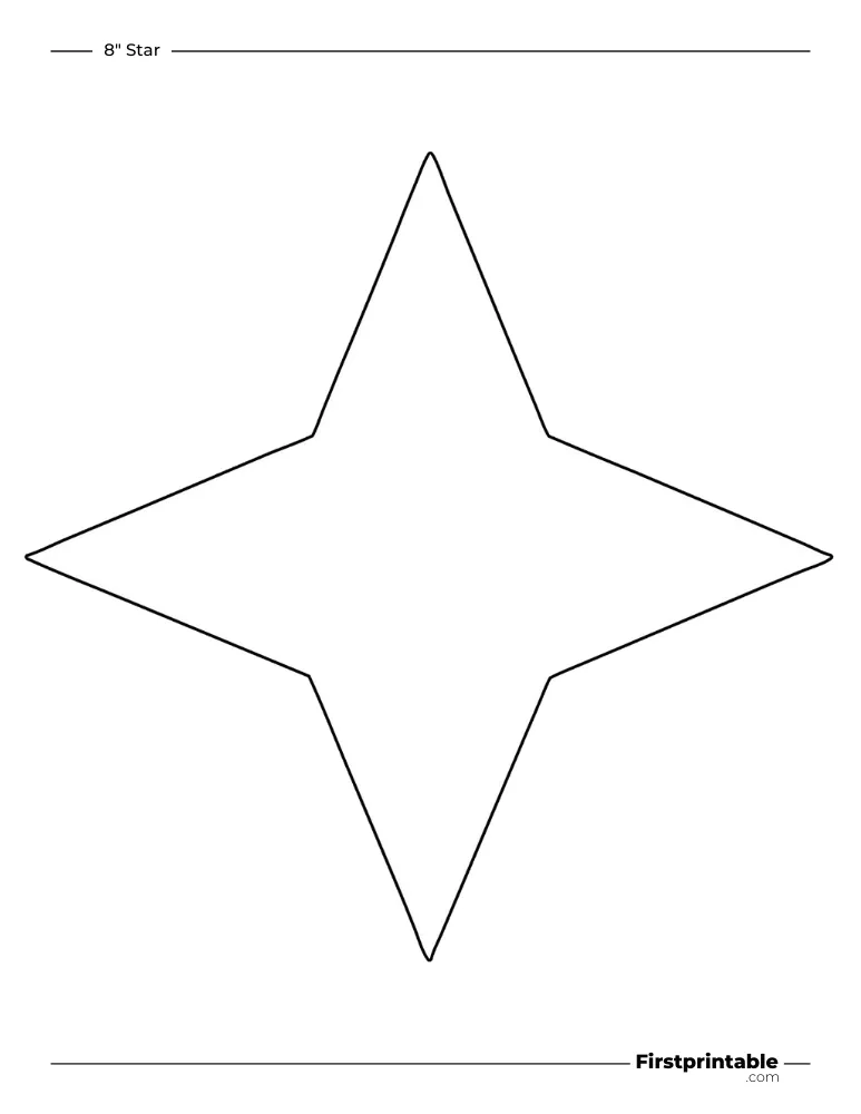 4 pointed - Sparkle Star Template - 8 inch Outline