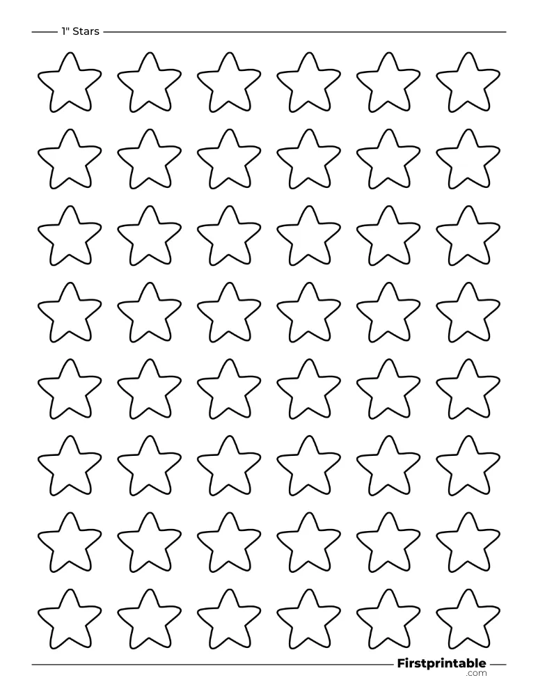 5 pointed - Doodle Star Template - 1 inch Outline