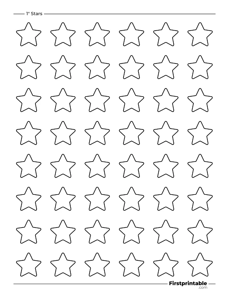 5 pointed - Rounded Star Template - 1 inch Outline