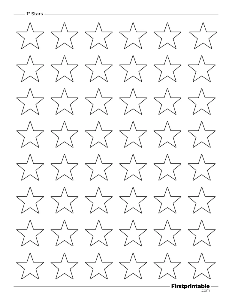 5 pointed - Sharp Star Template - 1 inch Outline