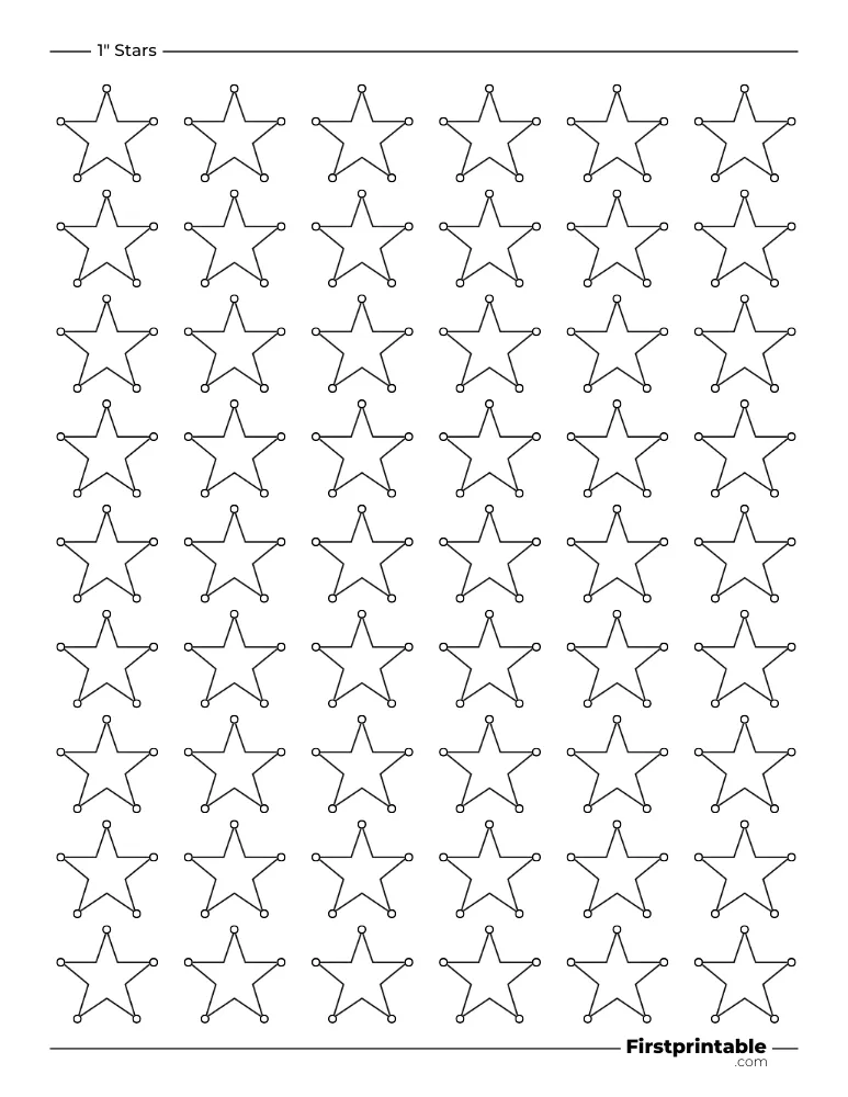5 pointed - Sheriff Star Template - 1 inch Outline