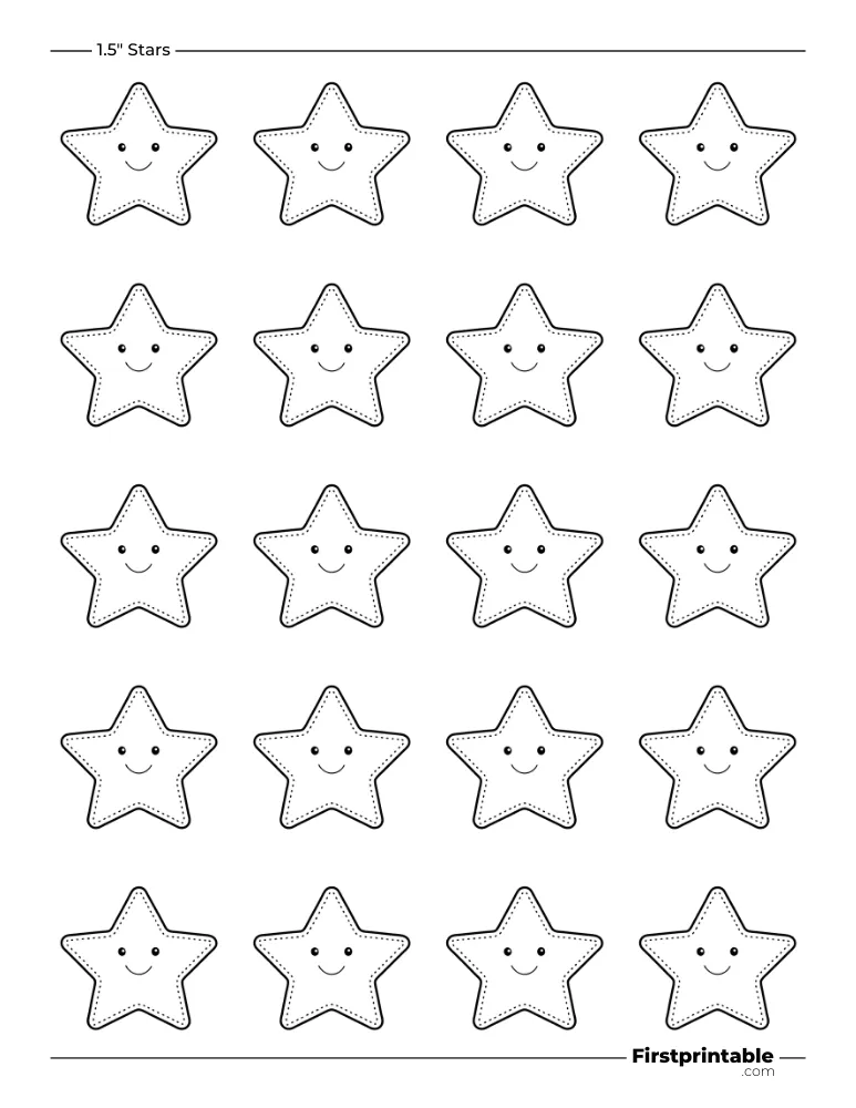 5 pointed - Cute Star Template - 1.5 inch Outline