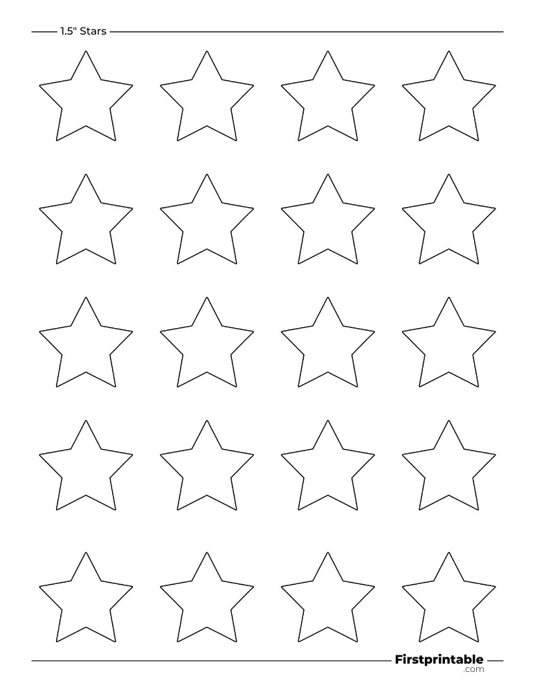5 pointed - Star Template - 1.5 inch Outline
