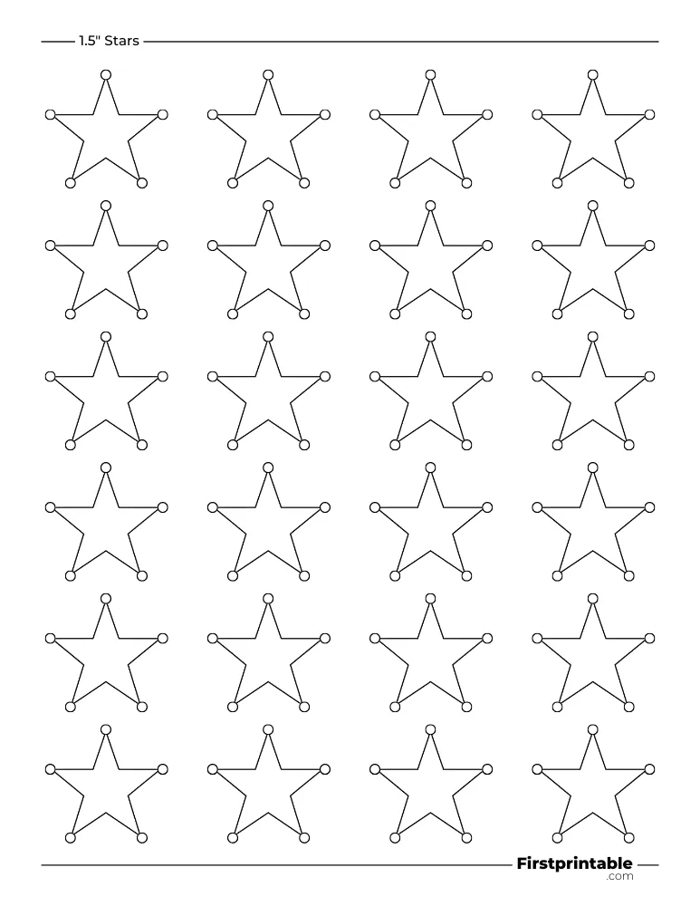5 pointed - Sheriff Star Template - 1.5 inch Outline
