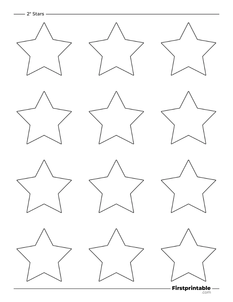 5 pointed - Star Template - 2 inch Outline