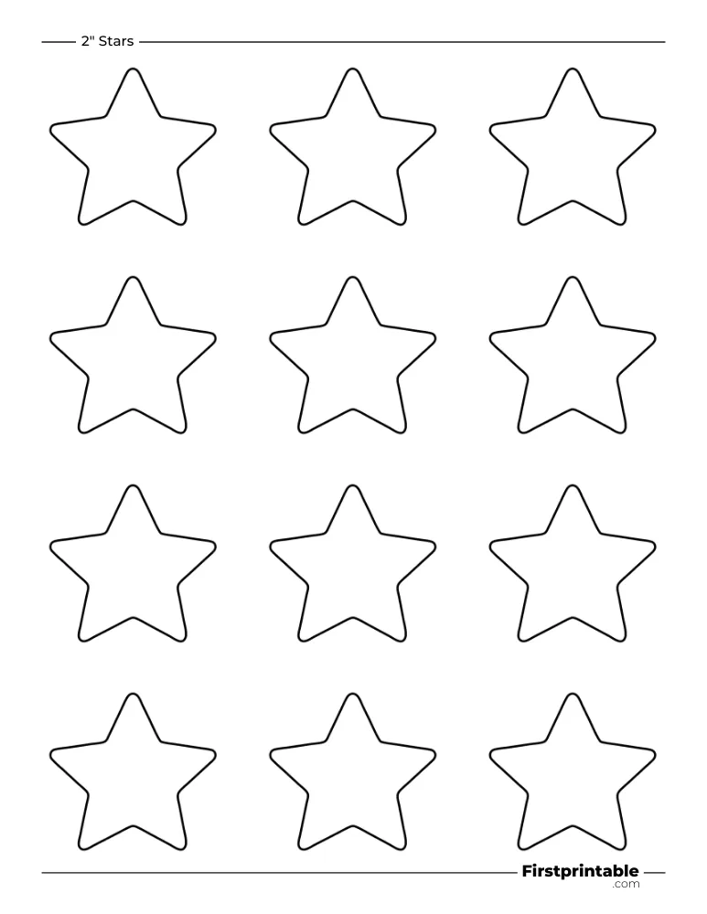 5 pointed - Rounded Star Template - 2 inch Outline
