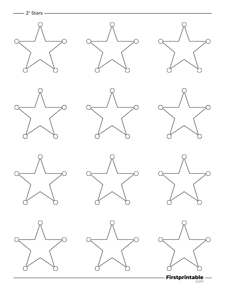 5 pointed - Sheriff Star Template - 2 inch Outline