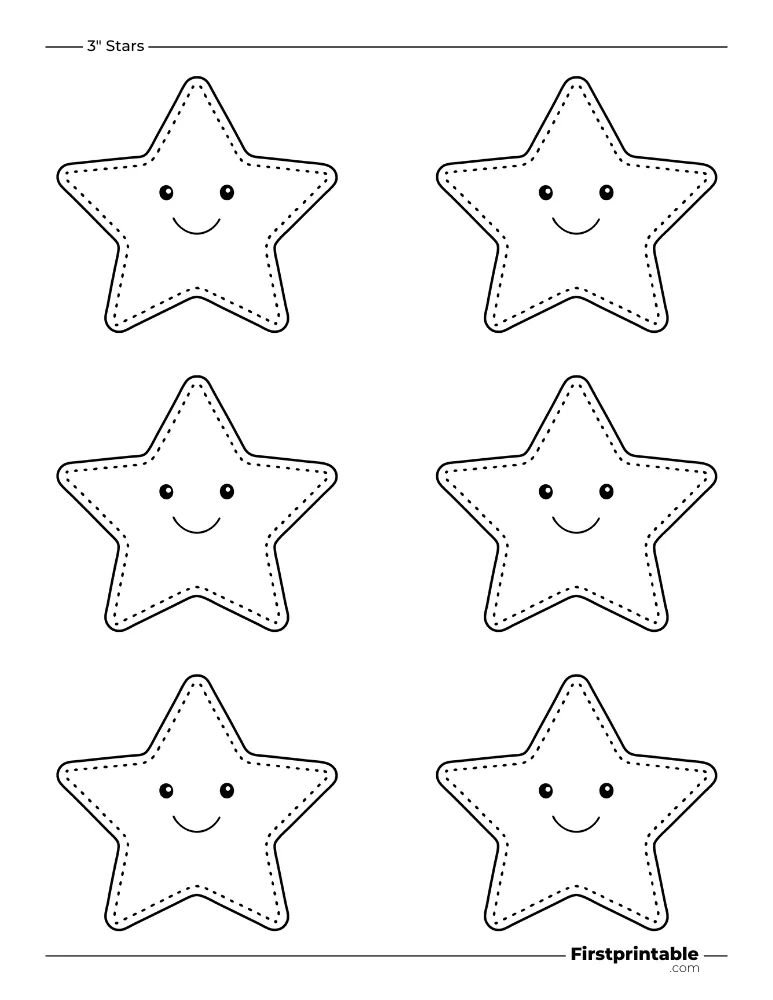 5 pointed - Cute Star Template - 3 inch Outline