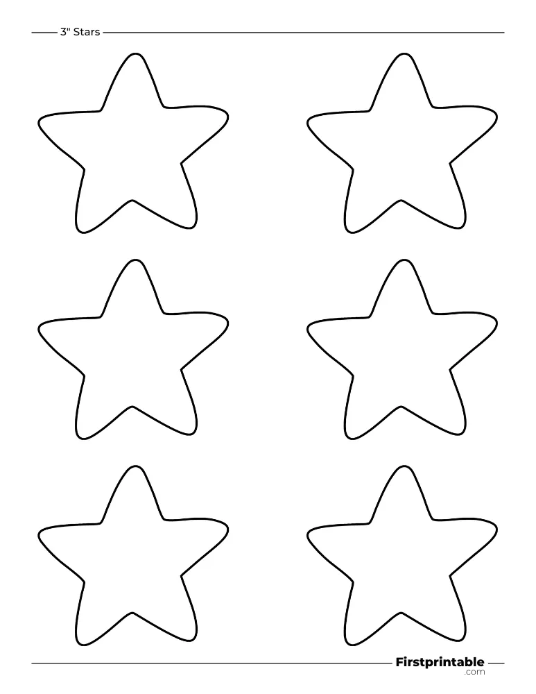 5 pointed - Doodle Star Template - 3 inch Outline
