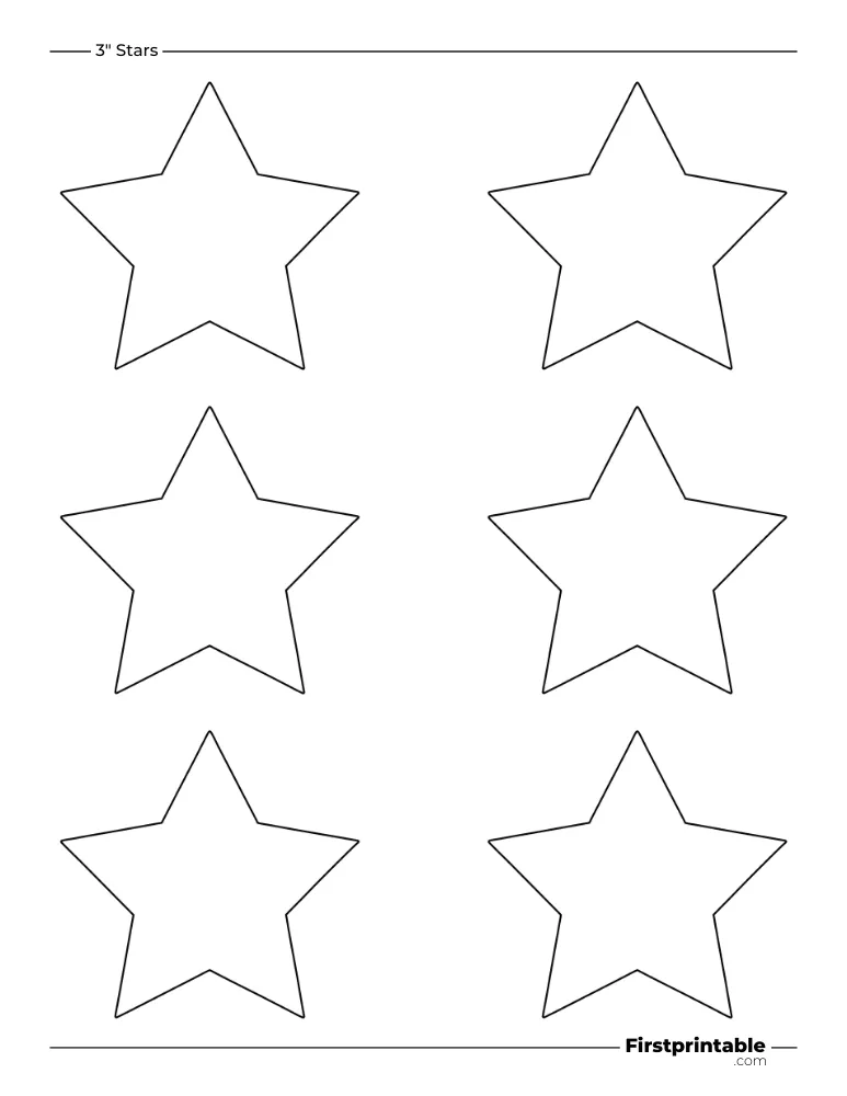 5 pointed - Star Template - 3 inch Outline