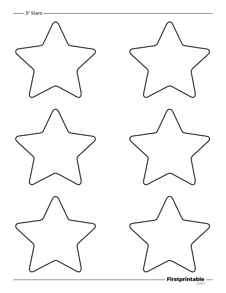 5 pointed - Rounded Star Template - 3 inch Outline