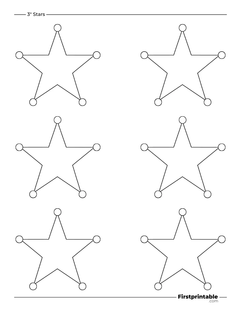 5 pointed - Sheriff Star Template - 3 inch Outline