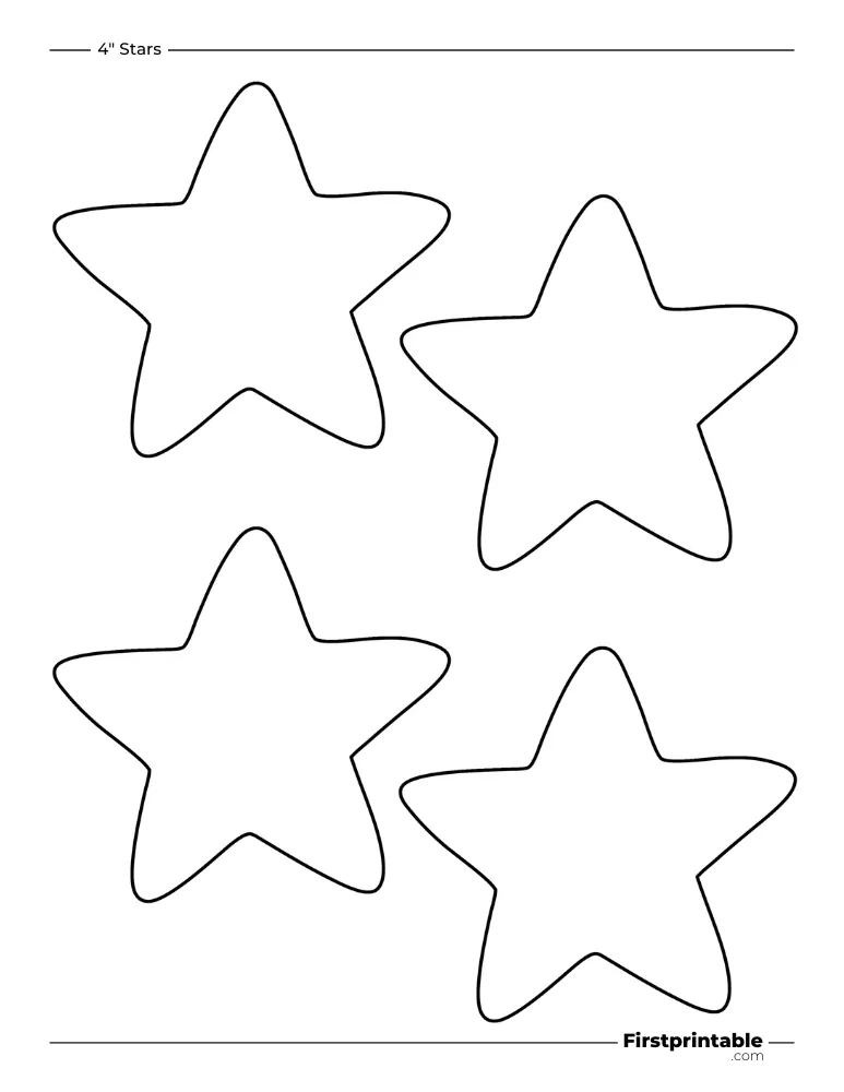 5 pointed - Doodle Star Template - 4 inch Outline