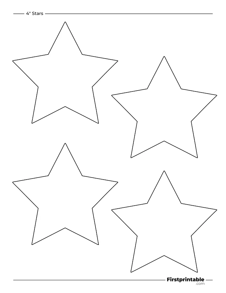 5 pointed - Star Template - 4 inch Outline