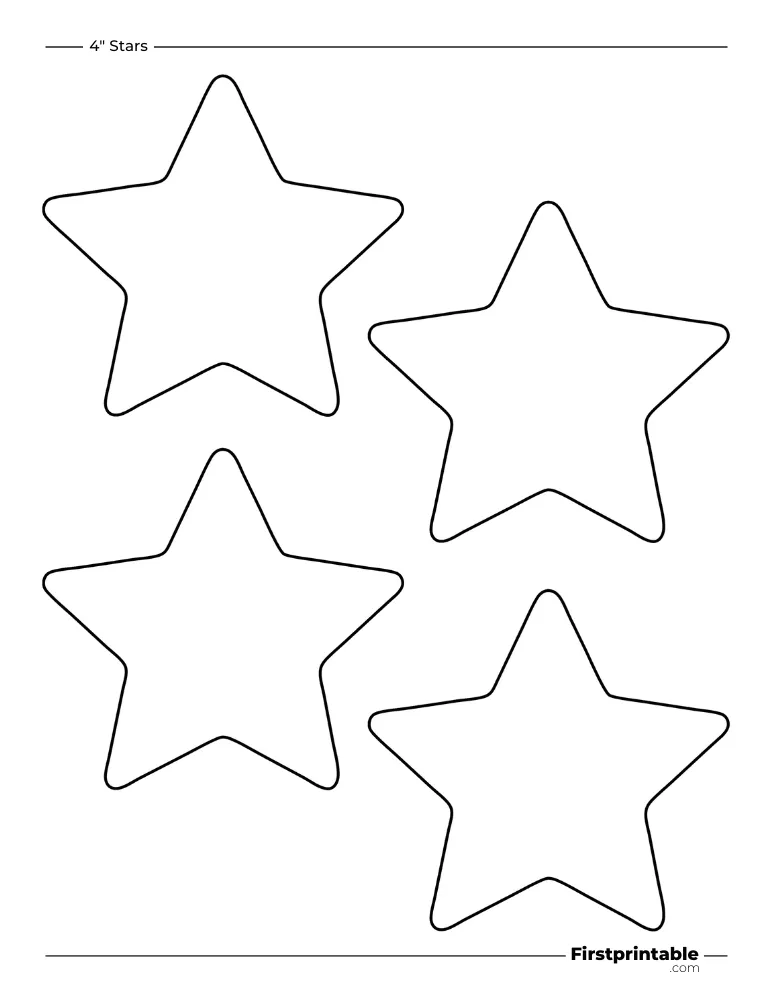 5 pointed - Rounded Star Template - 4 inch Outline