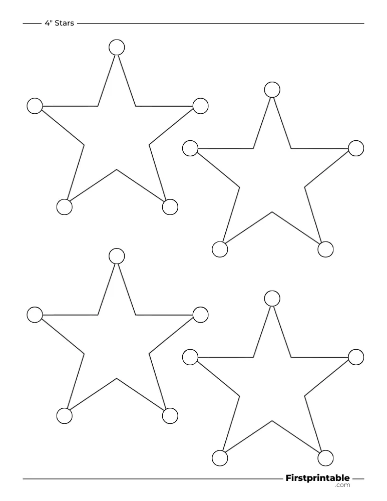 5 pointed - Sheriff Star Template - 4 inch Outline
