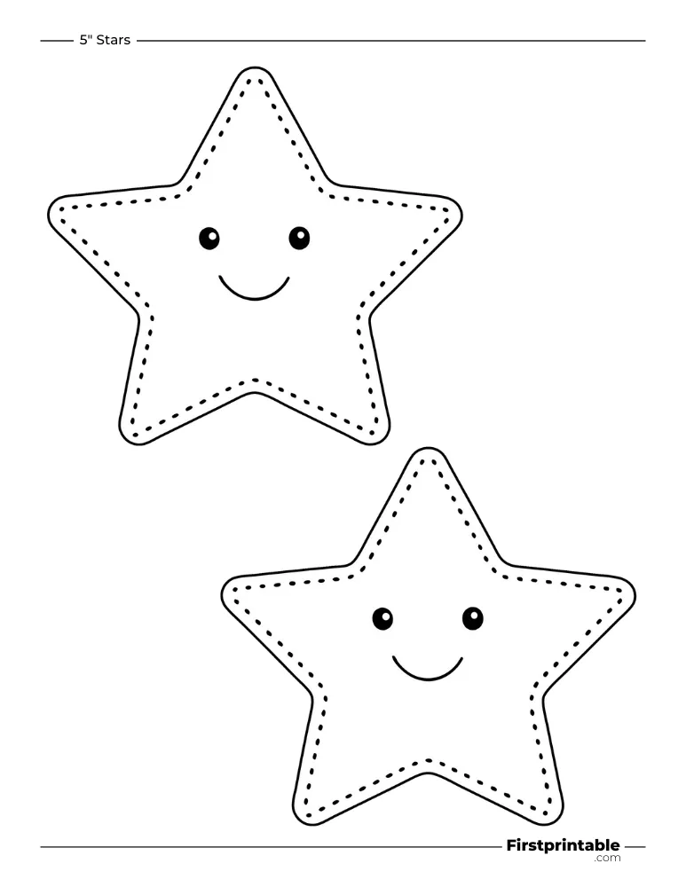 5 pointed - Cute Star Template - 5 inch Outline